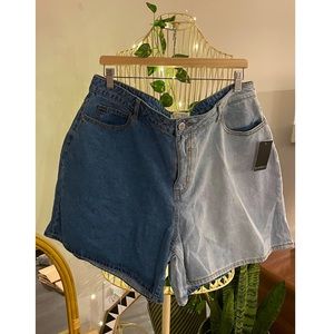 ELOQUII Two-Tone Denim Shorts